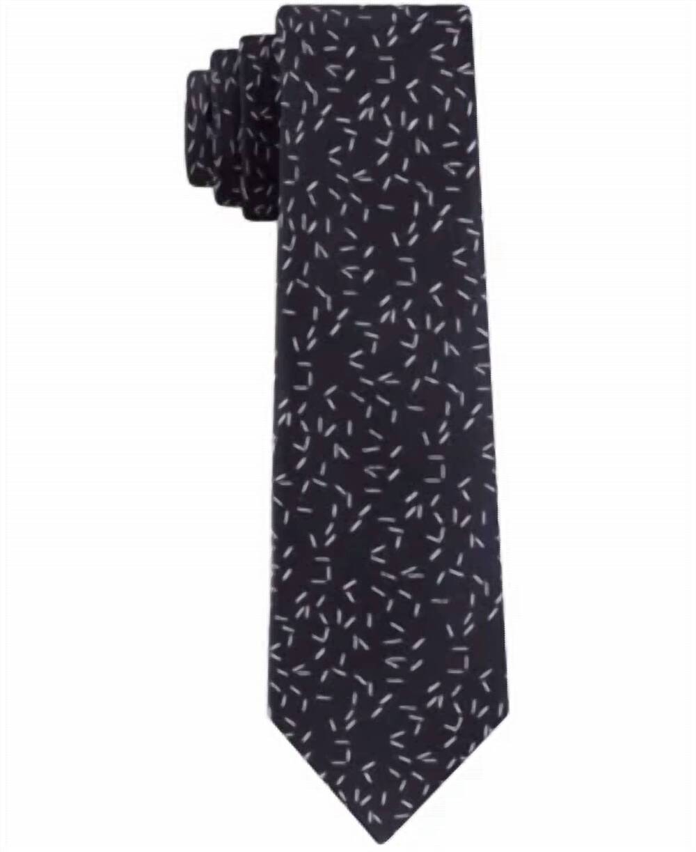 NEW CALVIN KLEIN men's scattered dashes skinny neck tie in black